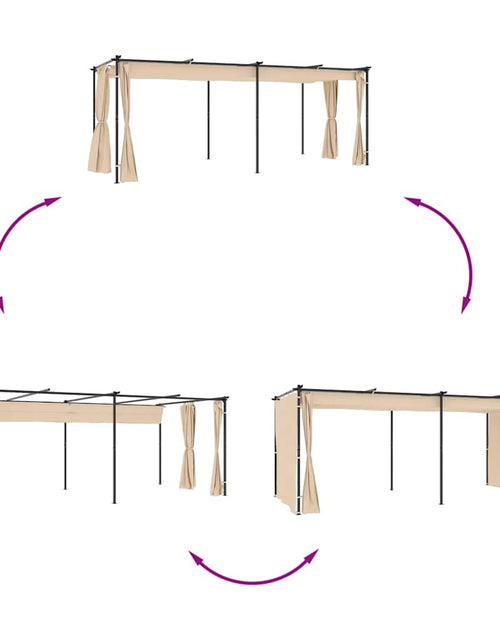 Încărcați imaginea în vizualizatorul Galerie, Pavilion cu draperii, crem, 3 x 6 m, oțel
