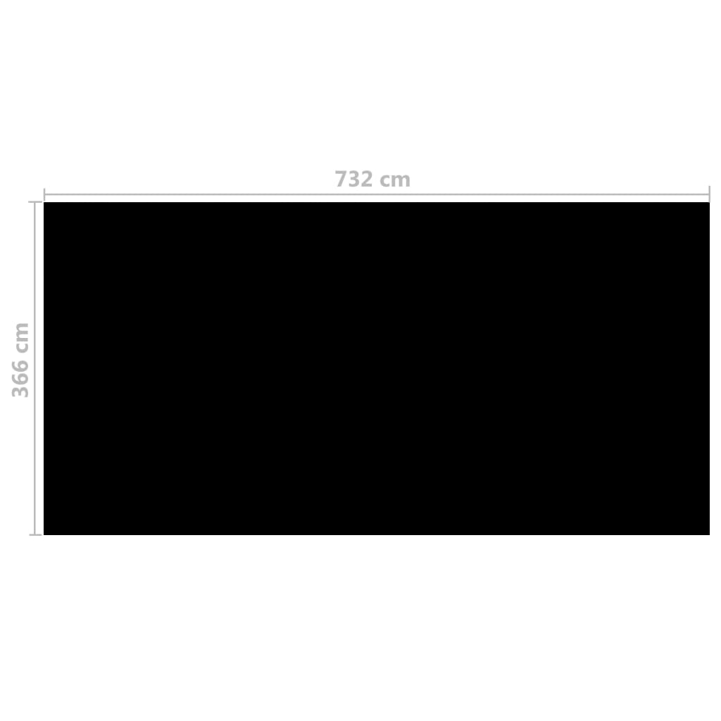 Prelată piscină, negru, 732 x 366 cm, PE