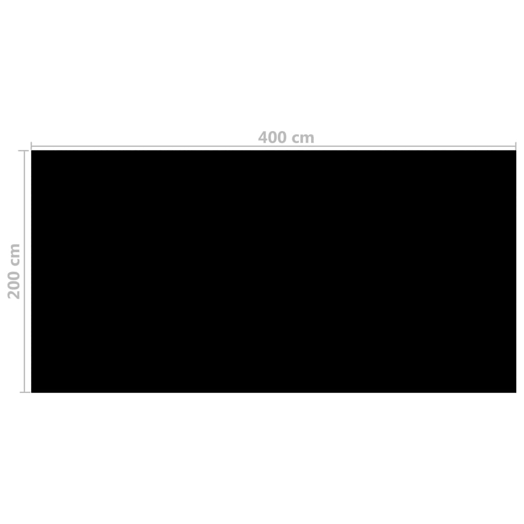 Prelată piscină, negru, 400 x 200 cm, PE