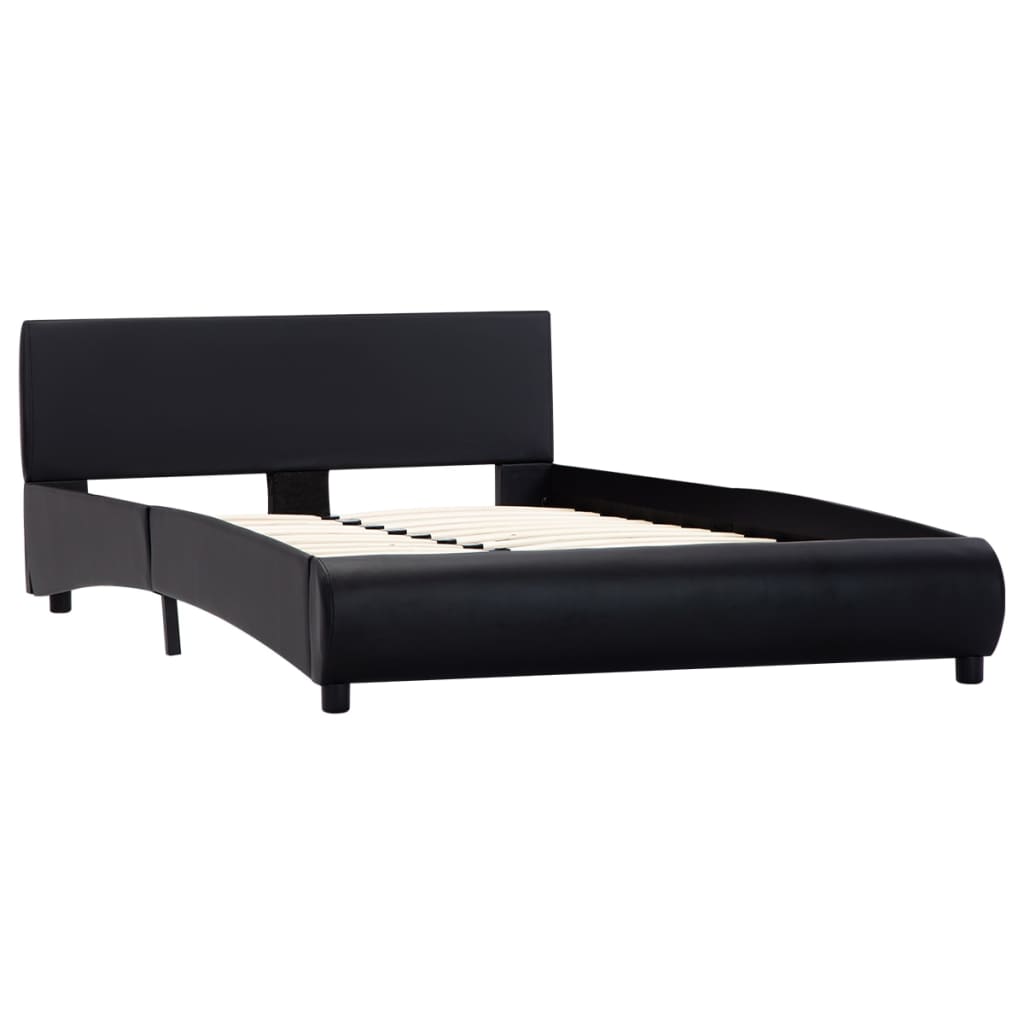 Cadru de pat, negru, 140 x 200 cm, piele ecologică
