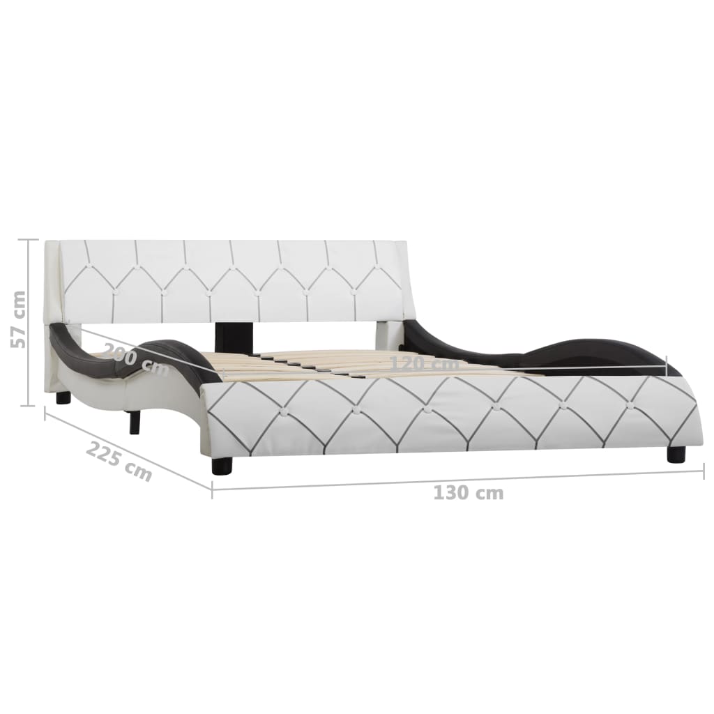 Cadru de pat, alb și negru, 120 x 200 cm, piele ecologică