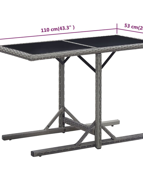 Încărcați imaginea în vizualizatorul Galerie, Masă de grădină, antracit, 110 x 53 x 72 cm, sticlă și poliratan
