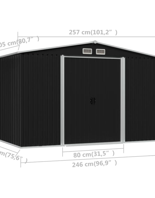 Încărcați imaginea în vizualizatorul Galerie, Magazie de grădină, antracit, 257 x 205 x 178 cm, oțel
