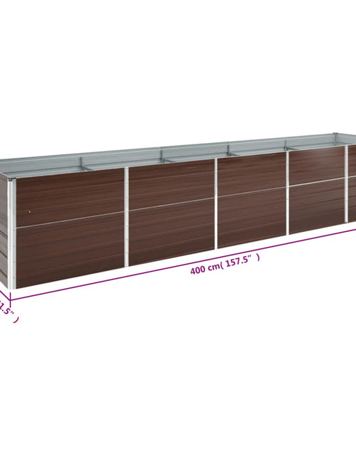 Încărcați imaginea în vizualizatorul Galerie, Strat înălțat de grădină, maro, 400x80x45 cm, oțel galvanizat
