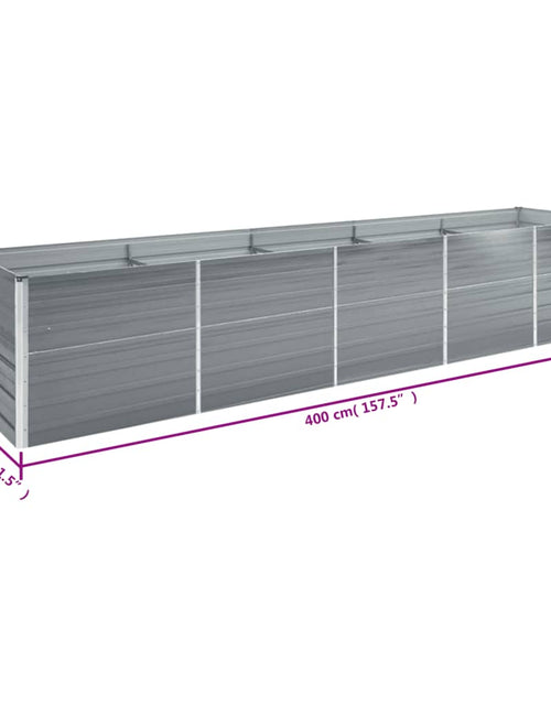 Загрузите изображение в средство просмотра галереи, Strat înălțat de grădină, gri, 400x80x77 cm, oțel galvanizat
