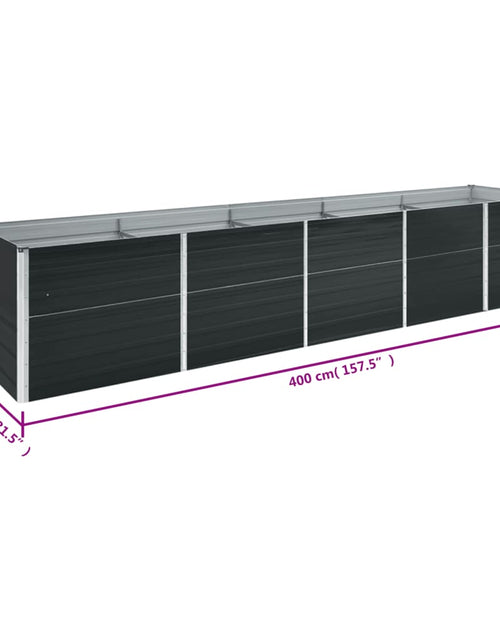 Загрузите изображение в средство просмотра галереи, Strat înălțat grădină, antracit, 400x80x77 cm, oțel galvanizat
