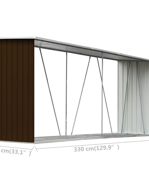 Загрузите изображение в средство просмотра галереи, Șopron depozitare lemne, maro, 330x84x152 cm, oțel galvanizat
