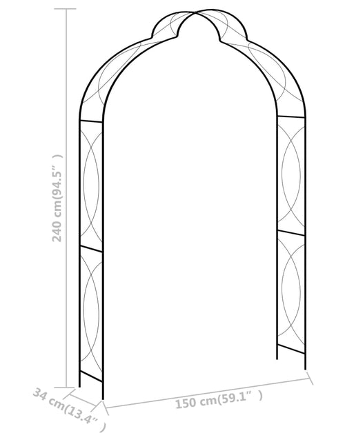 Загрузите изображение в средство просмотра галереи, Arcadă de grădină, negru, 150 x 34 x 240 cm, fier
