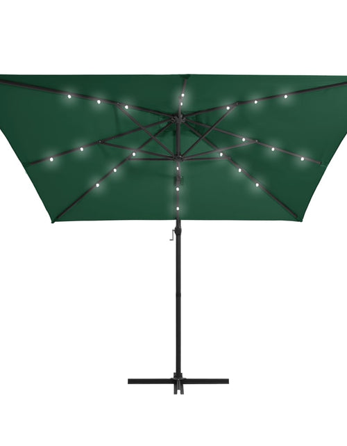 Încărcați imaginea în vizualizatorul Galerie, Umbrelă în consolă cu LED, stâlp din oțel, verde, 250x250 cm
