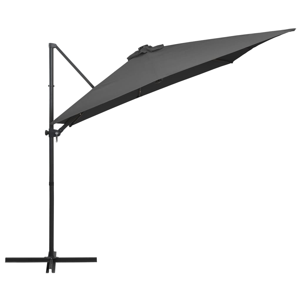 Umbrelă în consolă cu LED, stâlp din oțel, antracit, 250x250 cm