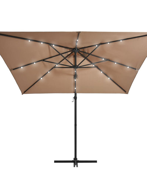 Încărcați imaginea în vizualizatorul Galerie, Umbrelă în consolă cu LED, stâlp din oțel, taupe, 250x250 cm
