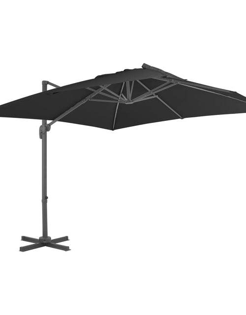 Încărcați imaginea în vizualizatorul Galerie, Umbrelă în consolă cu stâlp din aluminiu, negru, 3x3 m
