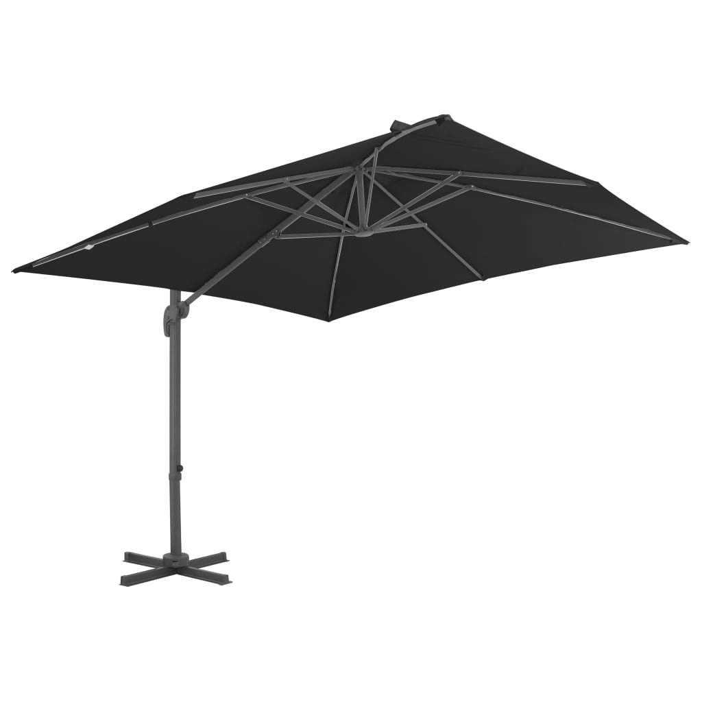 Umbrelă în consolă cu stâlp din aluminiu, negru, 3x3 m