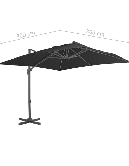 Încărcați imaginea în vizualizatorul Galerie, Umbrelă în consolă cu stâlp din aluminiu, negru, 3x3 m
