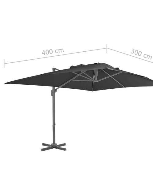 Încărcați imaginea în vizualizatorul Galerie, Umbrelă în consolă cu stâlp din aluminiu, negru, 4x3 m
