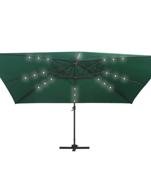 Încărcați imaginea în vizualizatorul Galerie, Umbrelă în consolă cu LED, stâlp din aluminiu verde 400x300 cm
