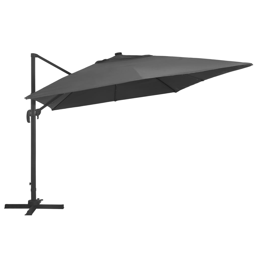 Umbrelă în consolă cu LED stâlp din aluminiu antracit 400x300cm