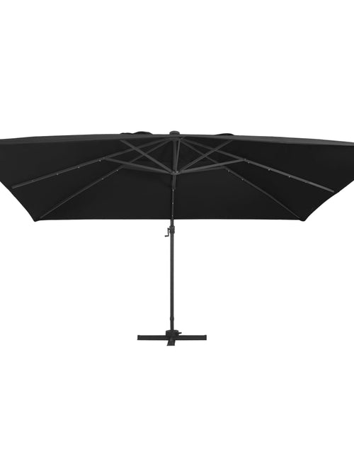 Загрузите изображение в средство просмотра галереи, Umbrelă în consolă cu LED, stâlp din aluminiu negru 400x300 cm
