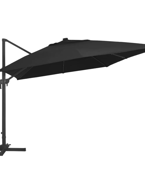 Загрузите изображение в средство просмотра галереи, Umbrelă în consolă cu LED, stâlp din aluminiu negru 400x300 cm
