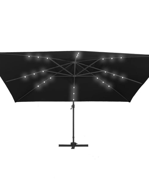 Încărcați imaginea în vizualizatorul Galerie, Umbrelă în consolă cu LED, stâlp din aluminiu negru 400x300 cm
