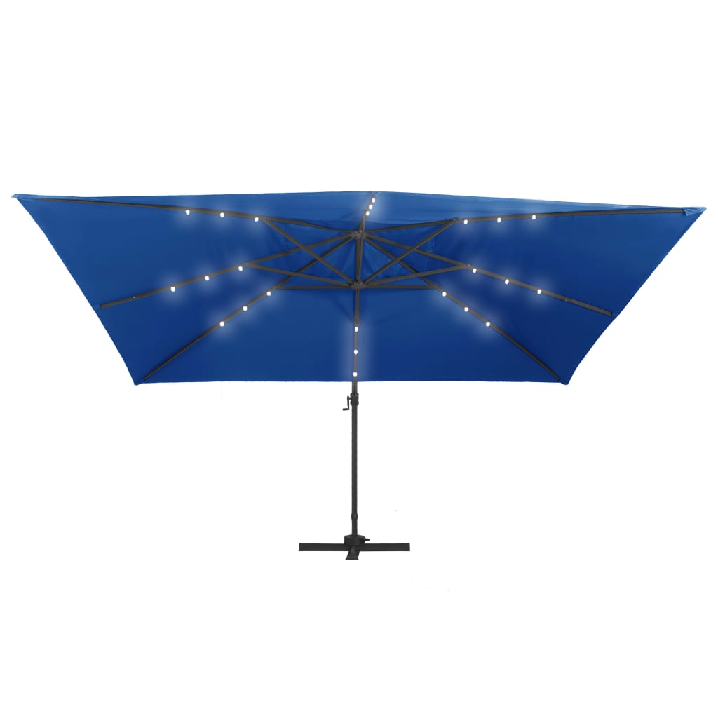 Umbrelă în consolă cu LED stâlp din aluminiu albastru 400x300cm