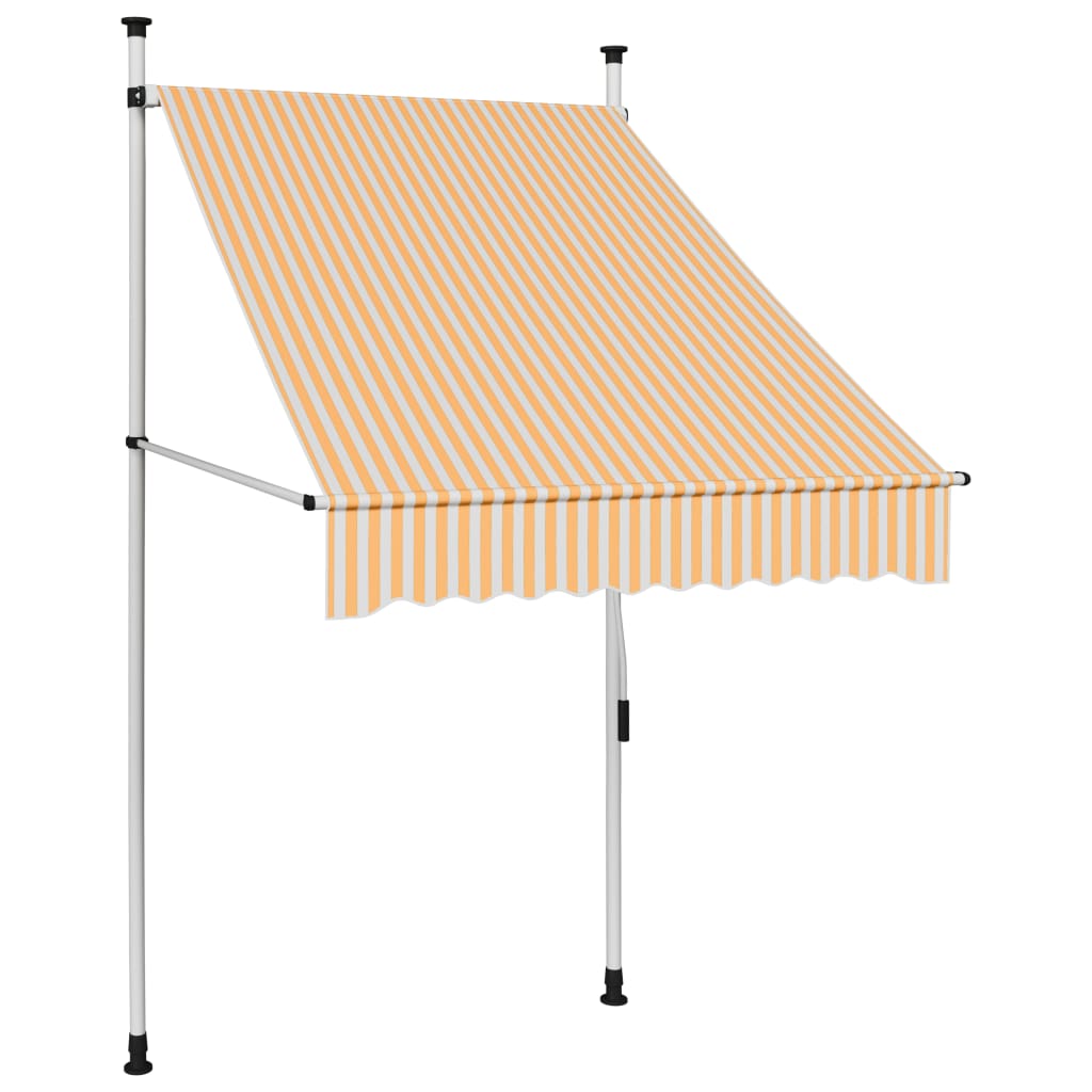 Copertină retractabilă manual, dungi portocaliu și alb, 100 cm