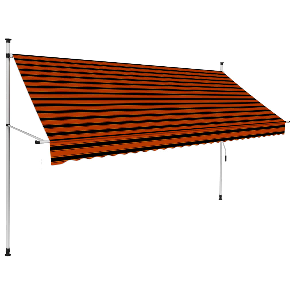 Copertină retractabilă manual, portocaliu și maro, 300 cm