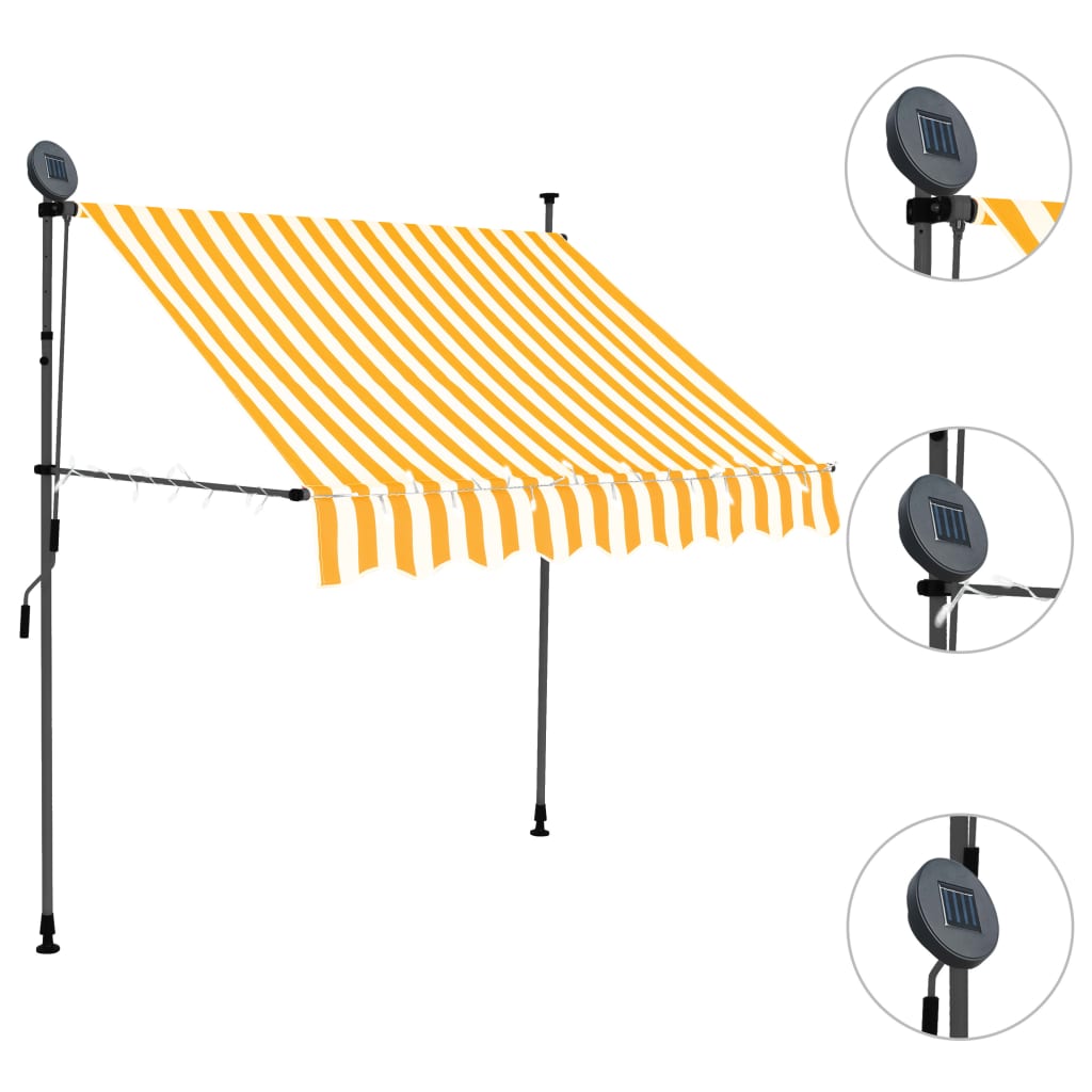 Copertină retractabilă manual cu LED, alb & portocaliu, 100 cm