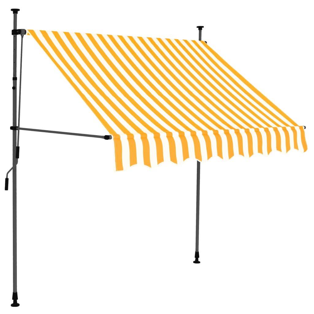 Copertină retractabilă manual cu LED, alb & portocaliu, 200 cm