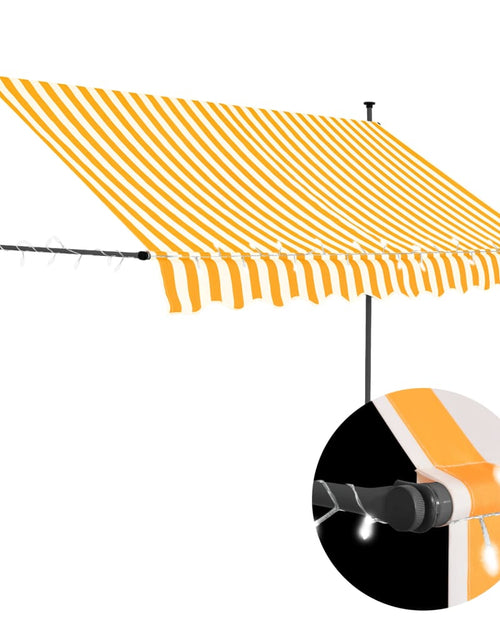Încărcați imaginea în vizualizatorul Galerie, Copertină retractabilă manual cu LED, alb &amp; portocaliu, 250 cm
