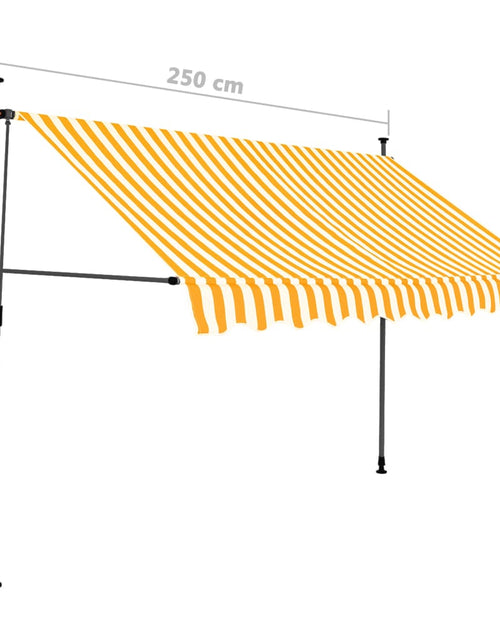 Încărcați imaginea în vizualizatorul Galerie, Copertină retractabilă manual cu LED, alb &amp; portocaliu, 250 cm
