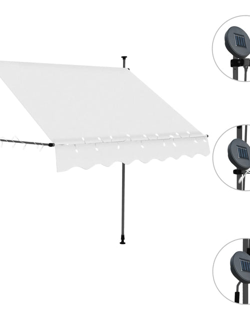 Încărcați imaginea în vizualizatorul Galerie, Copertină retractabilă manual cu LED, crem, 100 cm
