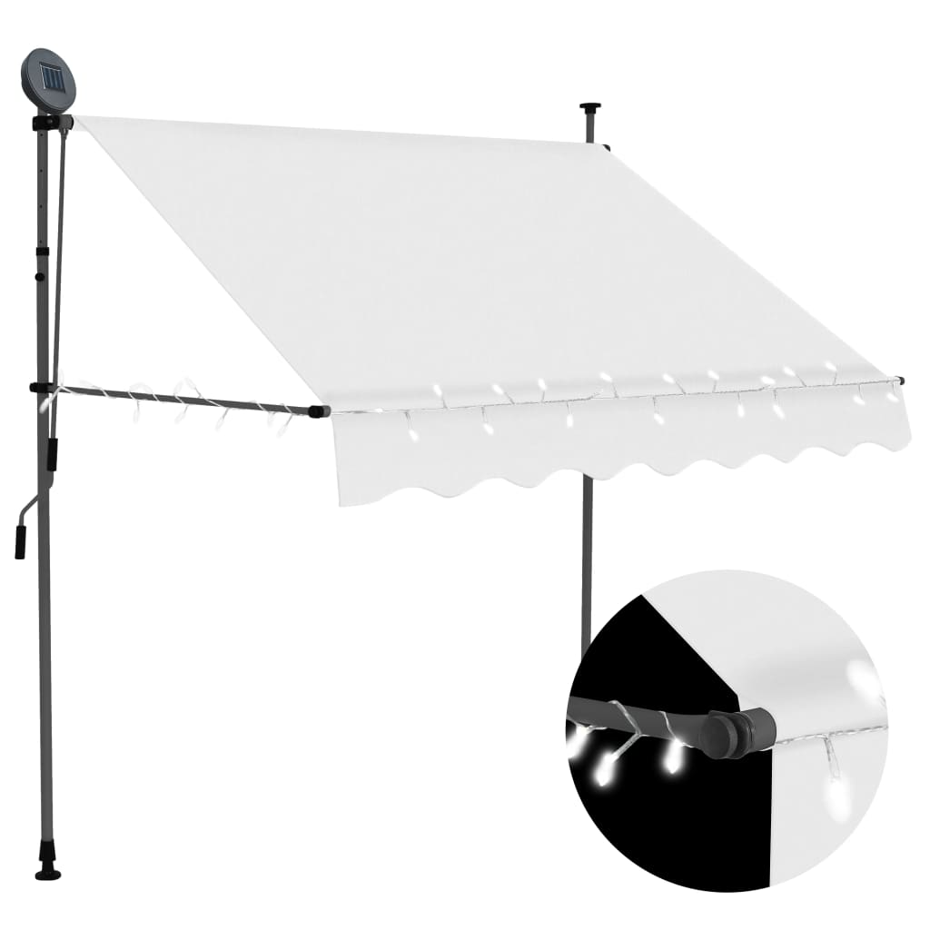 Copertină retractabilă manual cu LED, crem, 150 cm