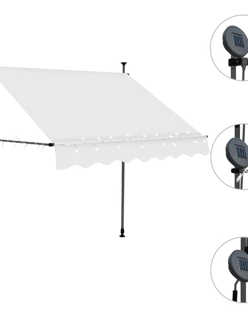 Загрузите изображение в средство просмотра галереи, Copertină retractabilă manual cu LED, crem, 150 cm
