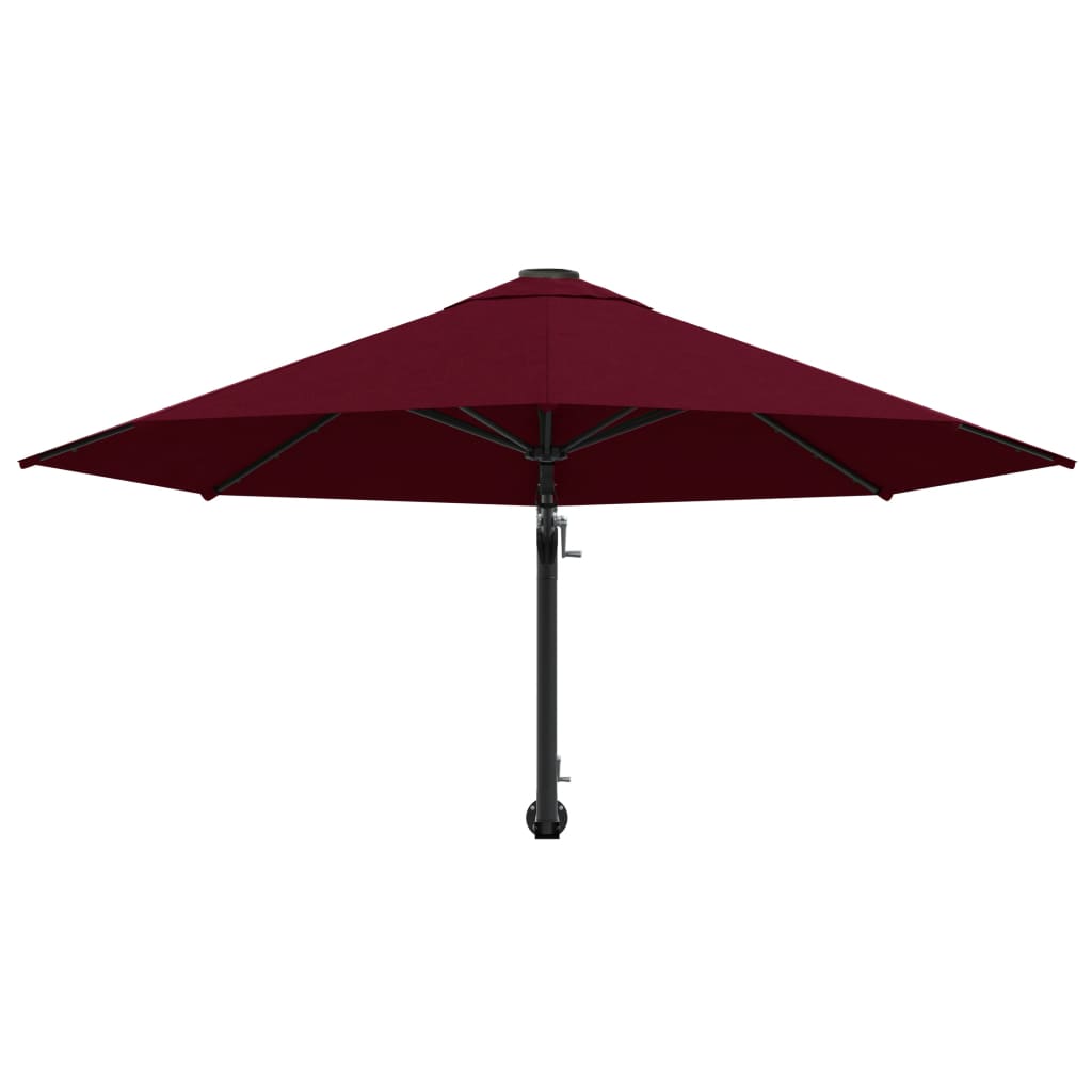 Umbrelă de soare de perete, stâlp metalic, roșu vișiniu, 300cm