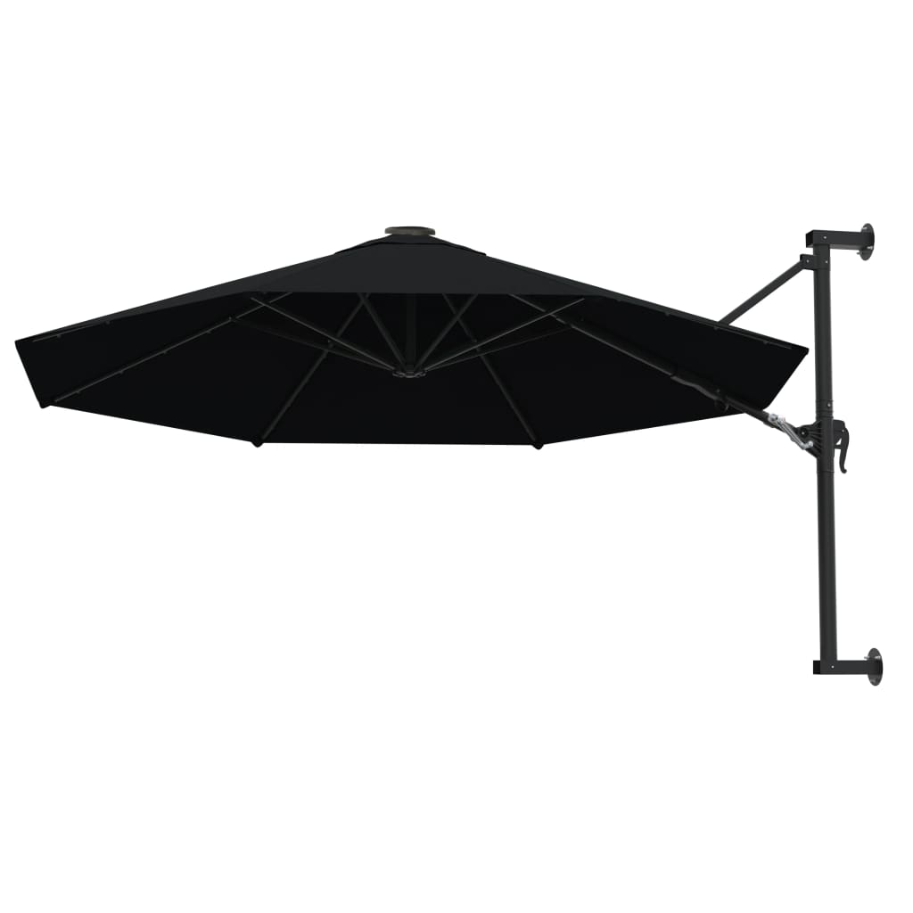 Umbrelă de soare de perete cu stâlp metalic, negru, 300 cm