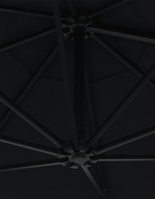 Загрузите изображение в средство просмотра галереи, Umbrelă de soare de perete cu stâlp metalic, negru, 300 cm

