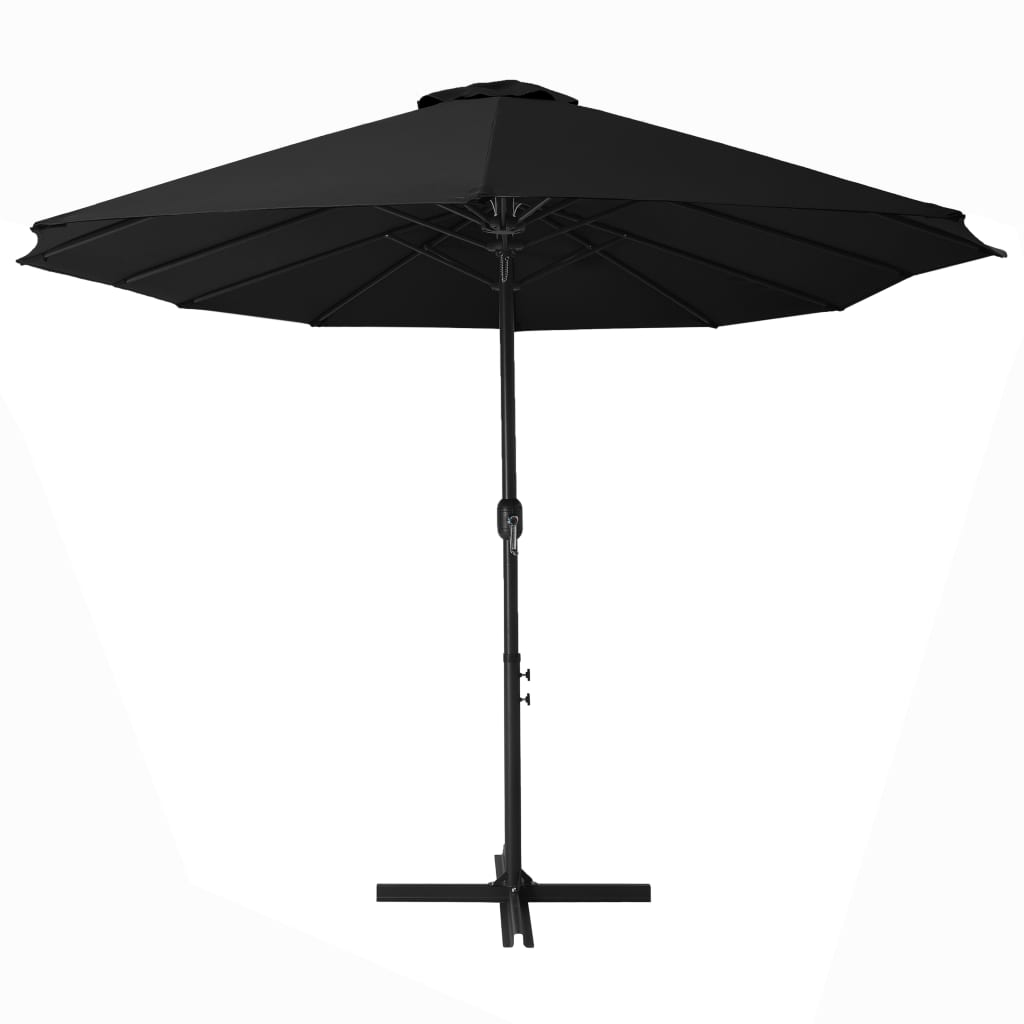 Umbrelă de soare exterior cu stâlp aluminiu, negru, 460x270 cm