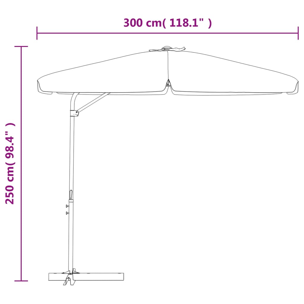 Umbrelă de soare exterior, stâlp din oțel, roșu bordo, 300 cm