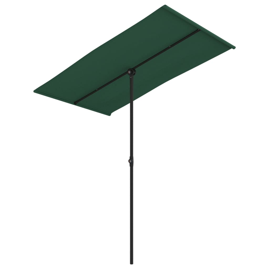 Umbrelă de soare de exterior, stâlp aluminiu, verde, 180x110 cm