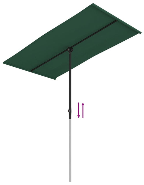 Загрузите изображение в средство просмотра галереи, Umbrelă de soare de exterior, stâlp aluminiu, verde, 180x110 cm
