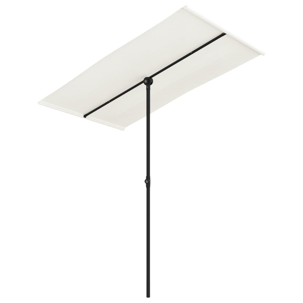 Umbrelă de soare exterior stâlp aluminiu alb nisipiu 180x110 cm