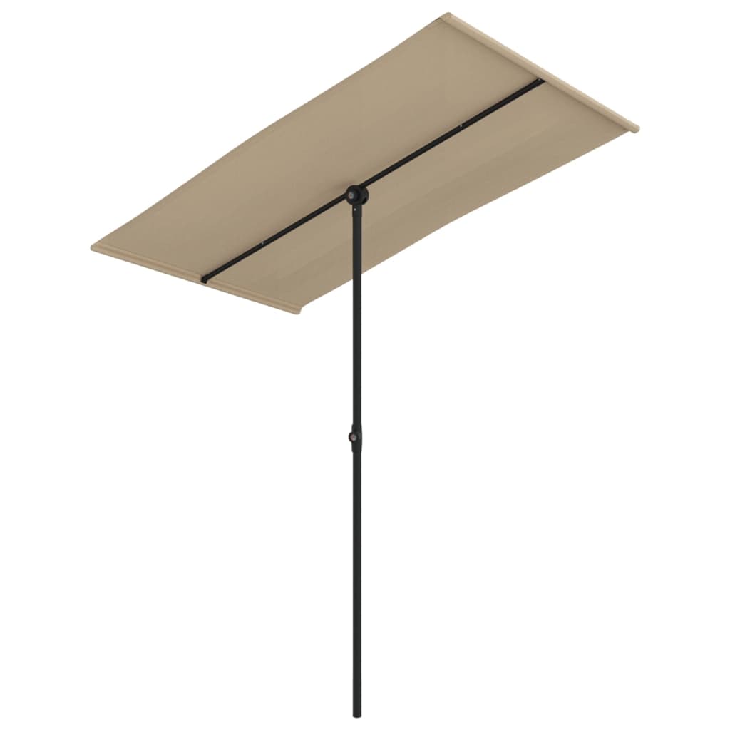 Umbrelă soare de exterior, stâlp aluminiu, gri taupe 180x110 cm