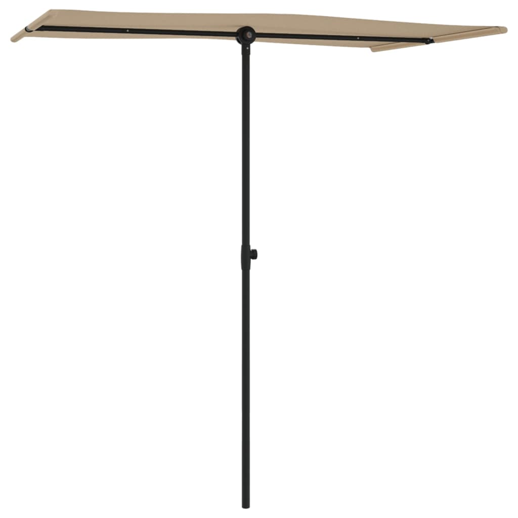 Umbrelă soare de exterior, stâlp aluminiu, gri taupe 180x110 cm