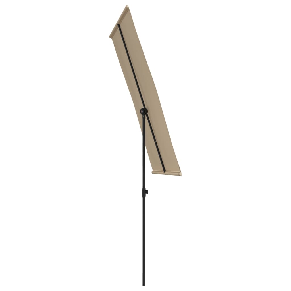 Umbrelă soare de exterior, stâlp aluminiu, gri taupe 180x110 cm