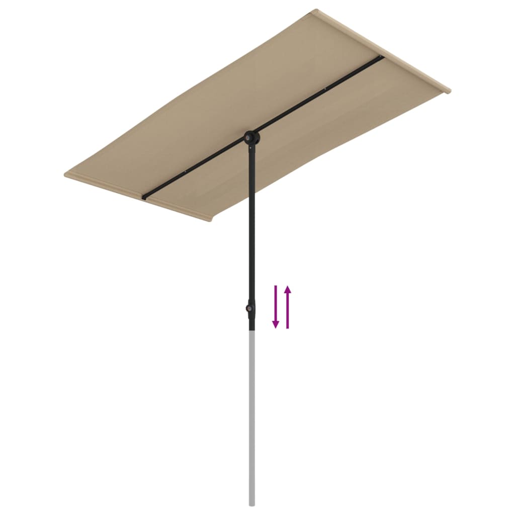 Umbrelă soare de exterior, stâlp aluminiu, gri taupe 180x110 cm