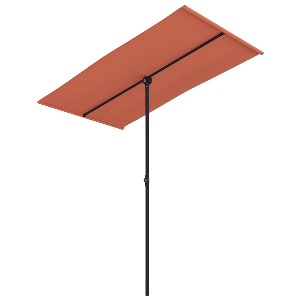 Umbrelă de soare exterior cu stâlp aluminiu cărămiziu 180x110cm