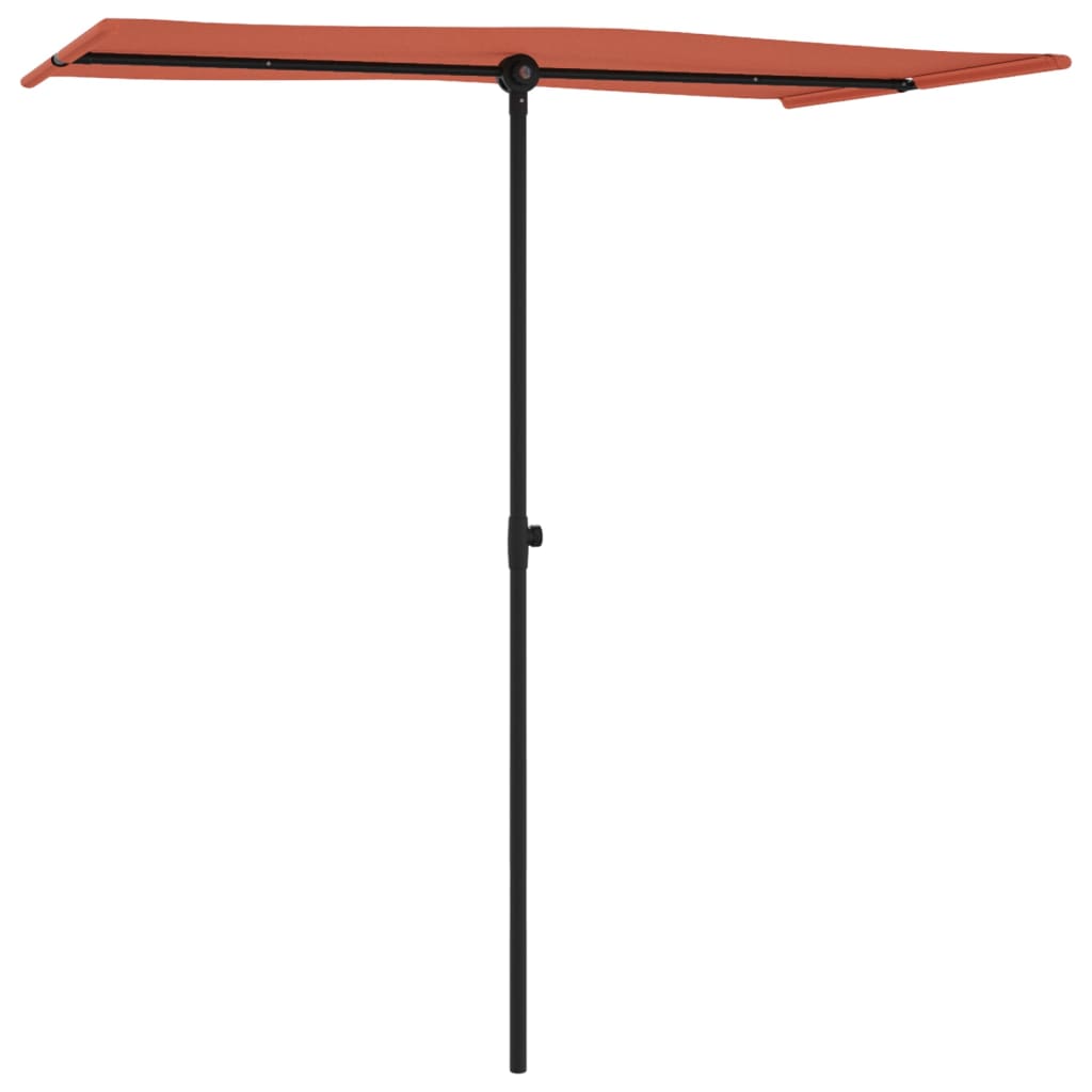 Umbrelă de soare exterior cu stâlp aluminiu cărămiziu 180x110cm