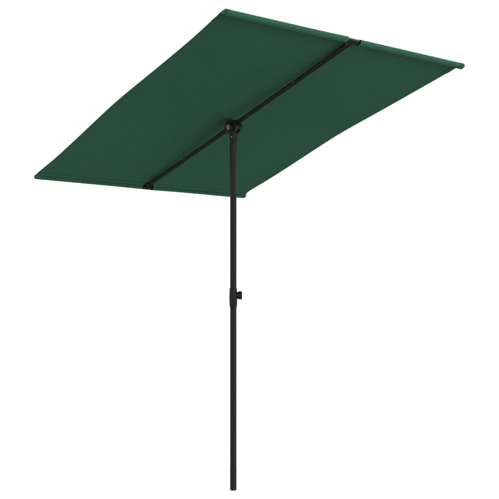 Umbrelă de soare de exterior, stâlp aluminiu, verde, 2 x 1,5 cm