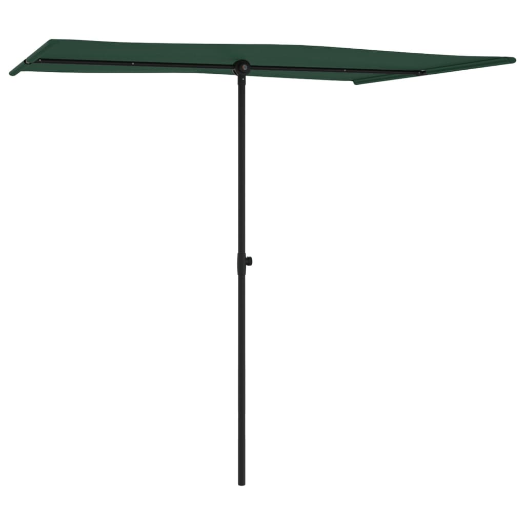 Umbrelă de soare de exterior, stâlp aluminiu, verde, 2 x 1,5 cm